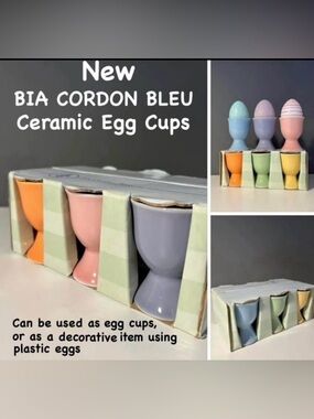 New Ceramic Egg Cups Set - Pastel Orange, Pink, Lavender, Mint
